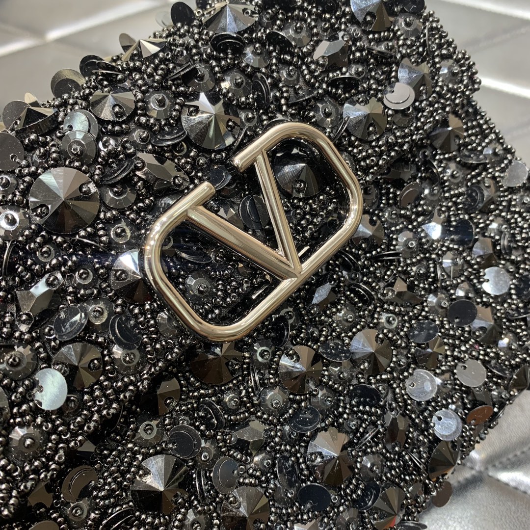 Valentino Garavani Vsling Mini Handbag Entirely Covered in Black Rhinestones 